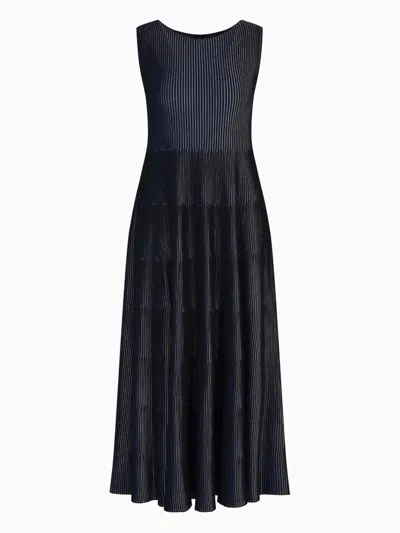 Emporio Armani Knitted Sleeveless Mini Dress In Black
