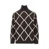Emporio Armani Knitted Sweater With Diamonds Motif In Brown