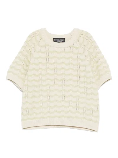 Emporio Armani Kids' Gestricktes T-shirt In Nude