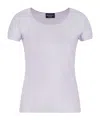 Emporio Armani Striped Scoop-neck Viscose T-shirt In White