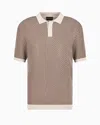 Emporio Armani Jacquard Knit Polo Shirt In Beige