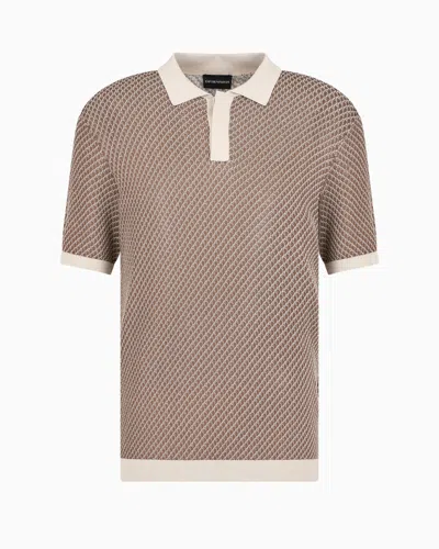 EMPORIO ARMANI MICRO-PATTERN JACQUARD KNIT POLO SHIRT