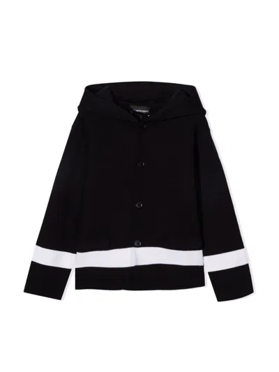 Emporio Armani Knitted Wool Blend Cardigan In Blue