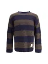 Emporio Armani Striped Sweater In Blue