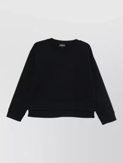 Emporio Armani Knitwear Crew Neck Sweatshirt Layered Hem In Black