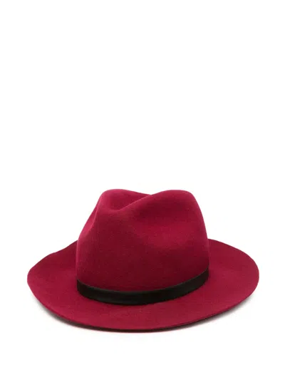 Emporio Armani Knot-detail Fedora Hat In Red