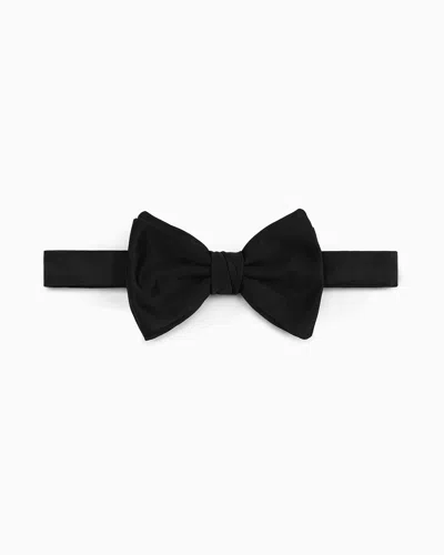 Emporio Armani Official Store Pure Silk Bow Tie With Jacquard Micro-motif In Black
