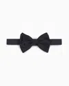 Emporio Armani Knotted Bow Tie In Micro-textured Pure Silk In Black