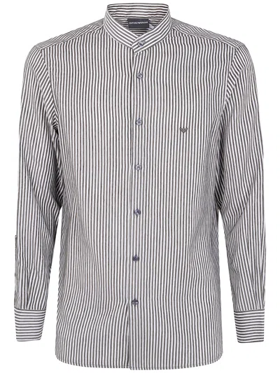 Emporio Armani Korean Neck Shirt In Gray