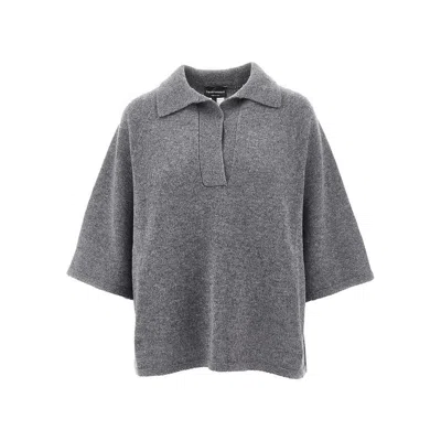 Emporio Armani L And Cashmere Polo Sweater In Gray