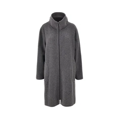 Emporio Armani L And Silk Cloth Coat In Gray