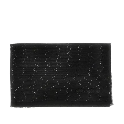 Emporio Armani L-blend Scarf With Micro Sequins In Brown