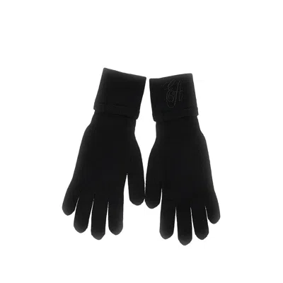 Emporio Armani L Gloves With Logo Embroidery In Black