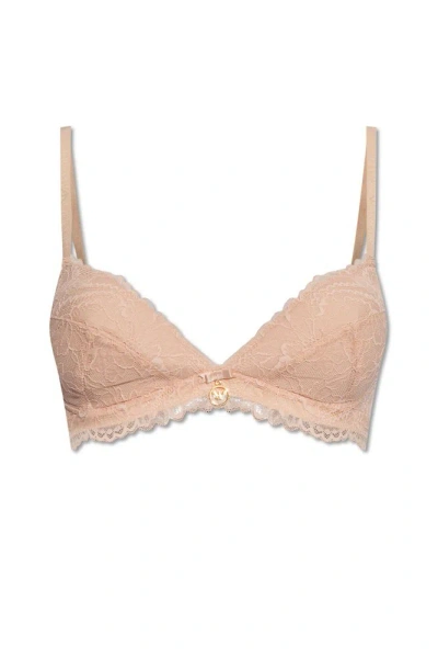 Emporio Armani Lace-overlay Triangle-cup Bra In Pink