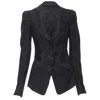 Emporio Armani Lace Jewel Button Blazer In Black