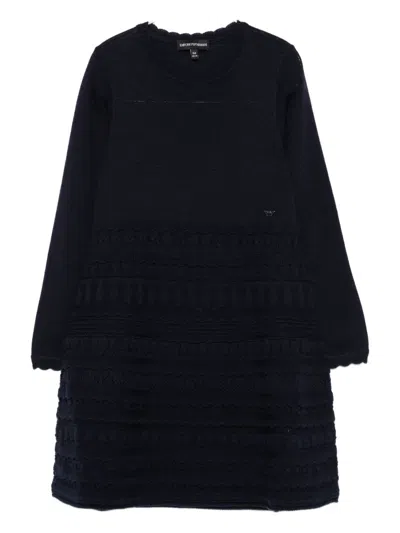 Emporio Armani Kids' Lace Knit Dress In Black
