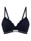 Emporio Armani Lace Ribbed Bra In Blue