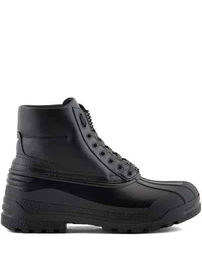 Emporio Armani Lace-up Boots In Black