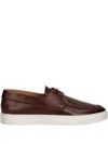 Emporio Armani Lace-up Leather Boat Shoes In Brown