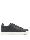 Emporio Armani Lace-up Leather Sneakers In Blue