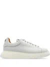 Emporio Armani Lace-up Leather Sneakers In Grey