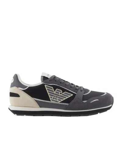Emporio Armani Lace-up Low-cut Casual Shoes In Black