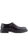 Emporio Armani Lace-up Shoes With Buckle And Block Heel In Brown