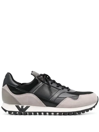 Emporio Armani Lace-up Sneakers In Beige