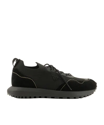 Emporio Armani Lace Up Sneakers In Black