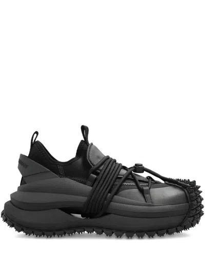 Emporio Armani Lace-up Studded Sneakers In Black