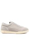 Emporio Armani Suede Upper Low Top Sneakers With Rubber Sole In Gray