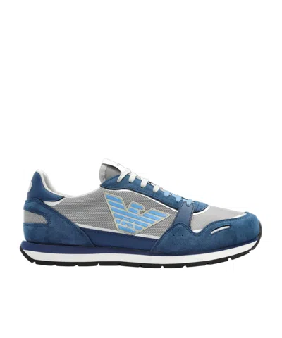 Emporio Armani Laced Sneakers In Blue
