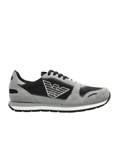 Emporio Armani Laced Sneakers In Gray
