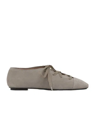 Emporio Armani Lace-up Ballet Flats In Suede With Leather Lining In Multi