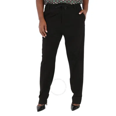 Emporio Armani Ladies Black Stretch Cotton Drawstring Trousers