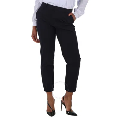 Emporio Armani Ladies Blue Navy Straight-leg Cropped Tailored Trousers