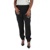 Emporio Armani Ladies Black Stretch Cotton Drawstring Trousers In Black