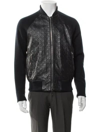 Pre-owned Emporio Armani Lamb Leather Bomber Jacket In Multi