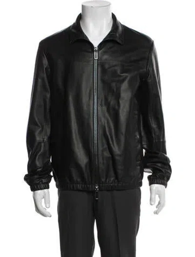 Pre-owned Emporio Armani Lamb Leather Moto Jacket In Multi