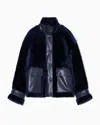 Emporio Armani Lamb Shearling Sheepskin With Nappa-leather Details In Blue