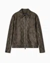 Emporio Armani Lambskin Nappa Leather Blouson In A Python Print In Brown
