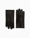 Emporio Armani Lambskin Nappa Leather Gloves With Baguette Detail In Black