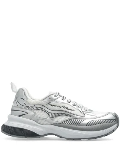 Emporio Armani Laminated Sneakers In Metallic