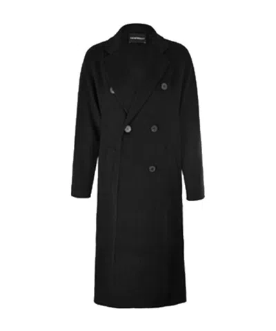 Emporio Armani Lapel Coat In Black