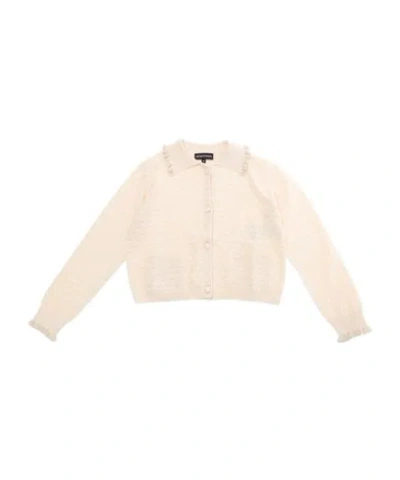 Emporio Armani Kids' Lapel Knitted Cardigan In Beige
