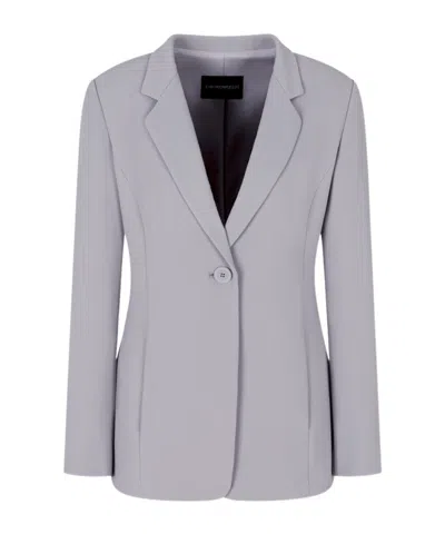 Emporio Armani Lapel Long Sleeve Casual Jacket In Gray