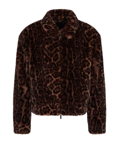 Emporio Armani Lapel Long Sleeve Casual Jacket In Burgundy