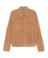 Emporio Armani Perforated Goatskin Suede Jacket In Pink
