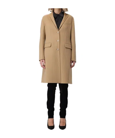 Emporio Armani Lapel Long-sleeved Coat In Nude