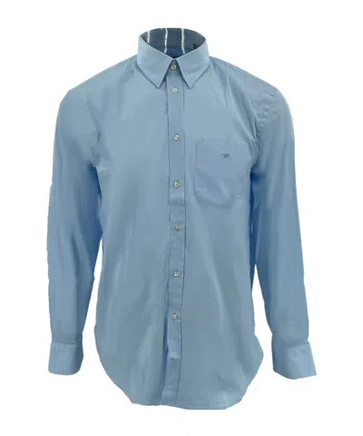 Emporio Armani Lapel Long-sleeved Shirt In Blue